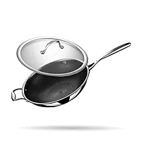 Stahl Artisan Hybrid Deep Frypan | Triply Steel with HexaRidge | Stick-Resistant, PFOA-Free | Gas & Induction Friendly