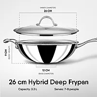 Stahl Artisan Hybrid Deep Frypan | Triply Steel with HexaRidge | Stick-Resistant, PFOA-Free | Gas & Induction Friendly