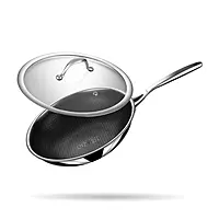 Stahl Artisan Hybrid Deep Frypan | Triply Steel with HexaRidge | Stick-Resistant, PFOA-Free | Gas & Induction Friendly