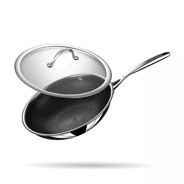 Stahl Artisan Hybrid Deep Frypan | Triply Steel with HexaRidge | Stick-Resistant, PFOA-Free | Gas & Induction Friendly