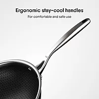 Stahl Artisan Hybrid Deep Frypan | Triply Steel with HexaRidge | Stick-Resistant, PFOA-Free | Gas & Induction Friendly