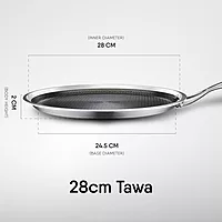 Stahl Artisan Hybrid Triply Tawa | Tawa with Induction Base | Non Stick Pan, Stainless Steel Scratch Resistant
