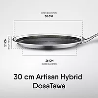Stahl Artisan Hybrid Triply Tawa | Tawa with Induction Base | Non Stick Pan, Stainless Steel Scratch Resistant