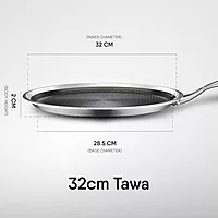 Stahl Artisan Hybrid Triply Tawa | Tawa with Induction Base | Non Stick Pan, Stainless Steel Scratch Resistant