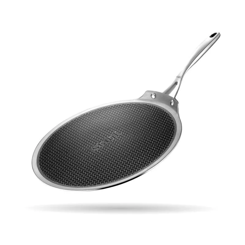 Stahl Artisan Hybrid Triply Tawa | Tawa with Induction Base | Non Stick Pan, Stainless Steel Scratch Resistant