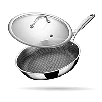 Stahl Artisan Hybrid Triply Frying Pan | Induction & Gas Stove Compatible | Honeycomb Non Stick Fry Pan