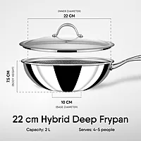 Stahl Artisan Hybrid Triply Frying Pan | Induction & Gas Stove Compatible | Honeycomb Non Stick Fry Pan