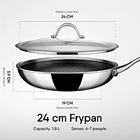 Stahl Artisan Hybrid Triply Frying Pan | Induction & Gas Stove Compatible | Honeycomb Non Stick Fry Pan