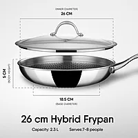 Stahl Artisan Hybrid Triply Frying Pan | Induction & Gas Stove Compatible | Honeycomb Non Stick Fry Pan