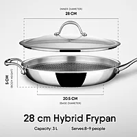 Stahl Artisan Hybrid Triply Frying Pan | Induction & Gas Stove Compatible | Honeycomb Non Stick Fry Pan