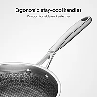 Stahl Artisan Hybrid Triply Frying Pan | Induction & Gas Stove Compatible | Honeycomb Non Stick Fry Pan