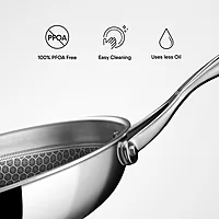 Stahl Artisan Hybrid Triply Frying Pan | Induction & Gas Stove Compatible | Honeycomb Non Stick Fry Pan