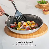 Stahl Artisan Hybrid Triply Frying Pan | Induction & Gas Stove Compatible | Honeycomb Non Stick Fry Pan