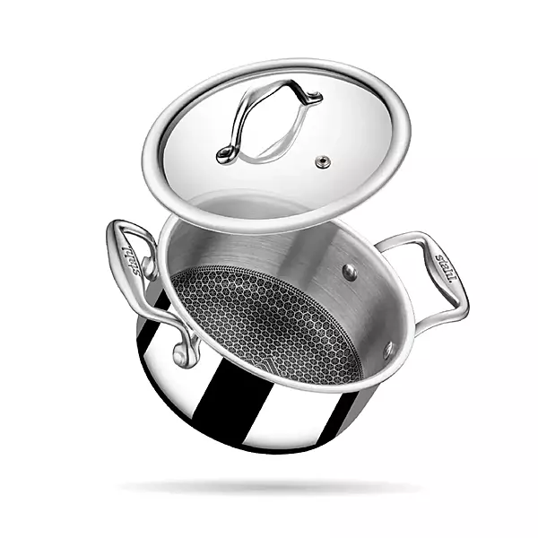 Stahl Artisan Hybrid Triply Stainless Steel Casserole - HexaRidge Coating, Stick-Resistant