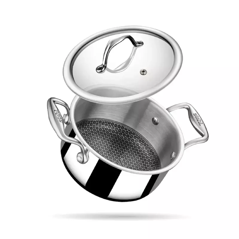 Stahl Artisan Hybrid Triply Stainless Steel Casserole - HexaRidge Coating, Stick-Resistant