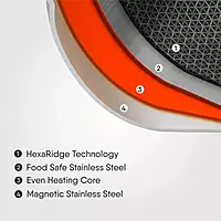 Stahl Artisan Hybrid Triply Stainless Steel Casserole - HexaRidge Coating, Stick-Resistant