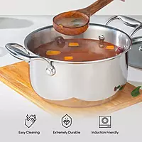 Stahl Artisan Hybrid Triply Stainless Steel Casserole - HexaRidge Coating, Stick-Resistant
