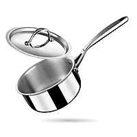 Stahl Artisan Triply Stainless Steel Tea Pan with Lid | Triply Sauce Pan | Induction & Gas Stove Compatible Milk Pan