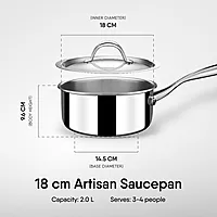Stahl Artisan Triply Stainless Steel Tea Pan with Lid | Triply Sauce Pan | Induction & Gas Stove Compatible Milk Pan