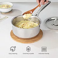 Stahl Artisan Triply Stainless Steel Tea Pan with Lid | Triply Sauce Pan | Induction & Gas Stove Compatible Milk Pan