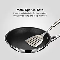Stahl Artisan Schild Frypan Triply Stainless Steel + PEEK-Reinforced Non-Stick Fry Pan | Glass Lid