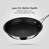 Stahl Artisan Schild Frypan Triply Stainless Steel + PEEK-Reinforced Non-Stick Fry Pan | Glass Lid