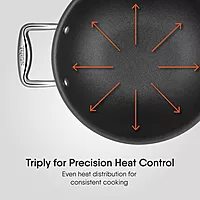 Stahl Artisan Schild Kadhai Triply Stainless Steel + PEEK-Reinforced Non-Stick Kadhai | Induction Compatible | with Glass Lid