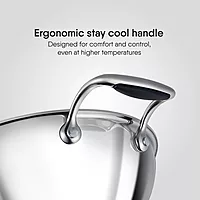 Stahl Artisan Schild Kadhai Triply Stainless Steel + PEEK-Reinforced Non-Stick Kadhai | Induction Compatible | with Glass Lid
