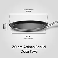 Stahl Artisan Schild Dosa Tawa Triply Stainless Steel + PEEK-Reinforced Non-Stick Dosa Tawa