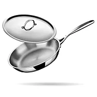 Stahl Artisan Triply Stainless Steel Fry Pan with Lid, Induction & Gas Stove Compatible