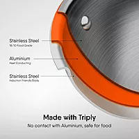Stahl Artisan Triply Stainless Steel Fry Pan with Lid, Induction & Gas Stove Compatible