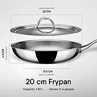 Stahl Artisan Triply Stainless Steel Fry Pan with Lid, Induction & Gas Stove Compatible