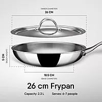 Stahl Artisan Triply Stainless Steel Fry Pan with Lid, Induction & Gas Stove Compatible