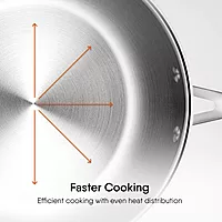 Stahl Artisan Triply Stainless Steel Fry Pan with Lid, Induction & Gas Stove Compatible