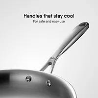 Stahl Artisan Triply Stainless Steel Fry Pan with Lid, Induction & Gas Stove Compatible