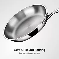 Stahl Artisan Triply Stainless Steel Fry Pan with Lid, Induction & Gas Stove Compatible