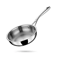 Stahl Artisan Triply Stainless Steel Fry Pan with Lid, Induction & Gas Stove Compatible