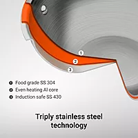 Stahl Artisan Triply Stainless Steel Fry Pan with Lid, Induction & Gas Stove Compatible