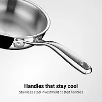 Stahl Artisan Triply Stainless Steel Fry Pan with Lid, Induction & Gas Stove Compatible