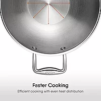 Stahl Artisan Triply Stainless Steel Kadhai with Lid, Kadai for Cooking, Stainless Steel Cookware Triply Kadai, Induction & Gas Stove Compatible