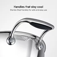 Stahl Artisan Triply Stainless Steel Kadhai with Lid, Kadai for Cooking, Stainless Steel Cookware Triply Kadai, Induction & Gas Stove Compatible