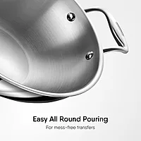 Stahl Artisan Triply Stainless Steel Kadhai with Lid, Kadai for Cooking, Stainless Steel Cookware Triply Kadai, Induction & Gas Stove Compatible