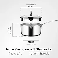 Stahl Artisan Triply Saucepan with Strainer Glass Lid
