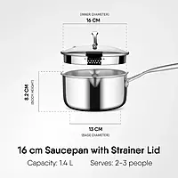 Stahl Artisan Triply Saucepan with Strainer Glass Lid