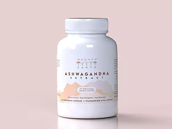 Ashwagandha Extract Veg Capsules 60pcs - Madhya Earth