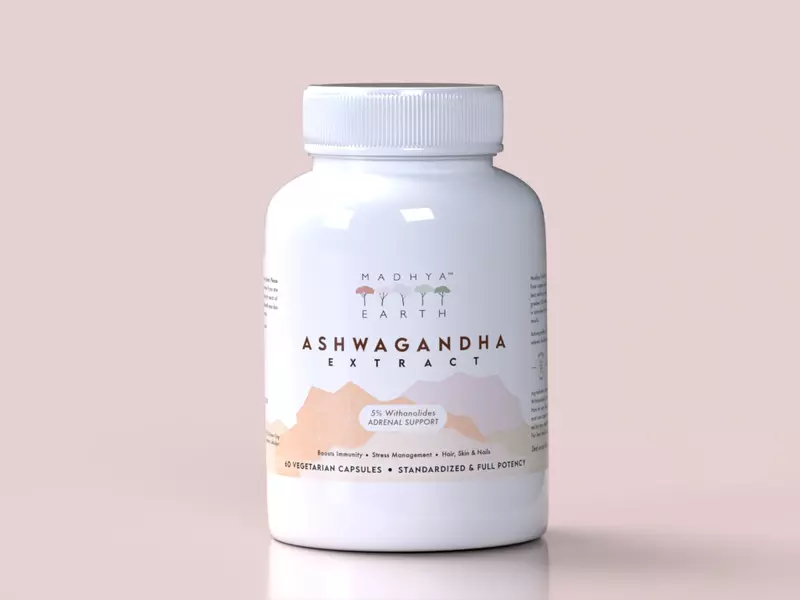 Ashwagandha Extract Veg Capsules 60pcs - Madhya Earth