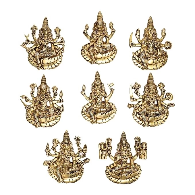 Brass Astha Lakshmi Wall Mount Plate Set - 5.8 Inch Height