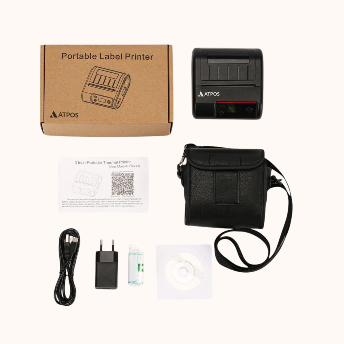 Atpos MD80 80mm 3-Inch Mobile Label Receipt Printer (Dual Mode) | USB+BT