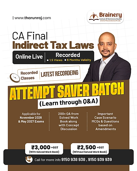 CA Final β Indirect Tax Laws | Attempt Saver Batch