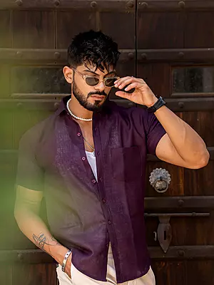 Aubergine Half Sleeve Solid Shirt